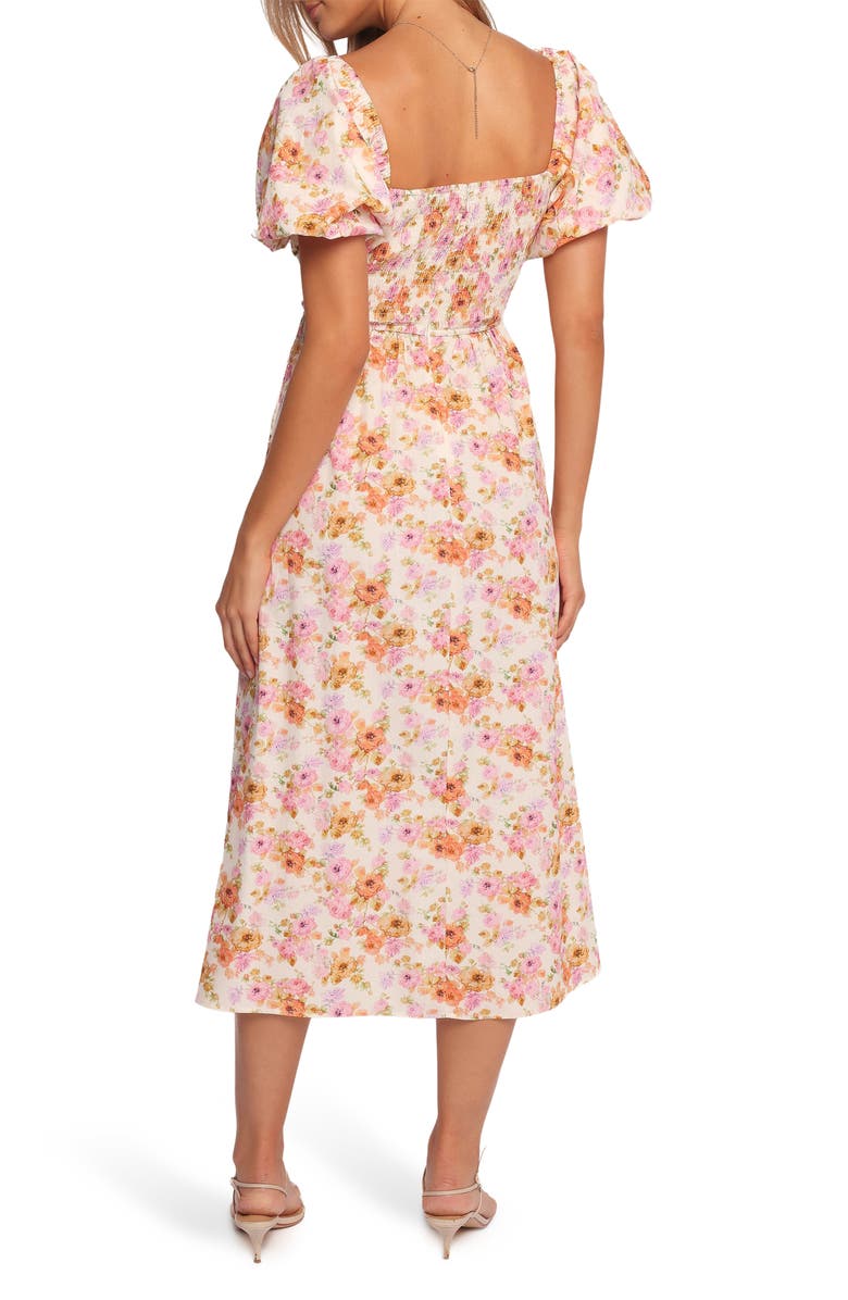 Clo Floral Puff Sleeve Cotton Midi Dress