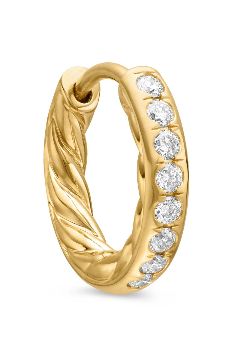 David Yurman Sculpted Cable Pavé Diamond Huggie Hoop Earrings, Alternate, color, 18K Yellow Gold