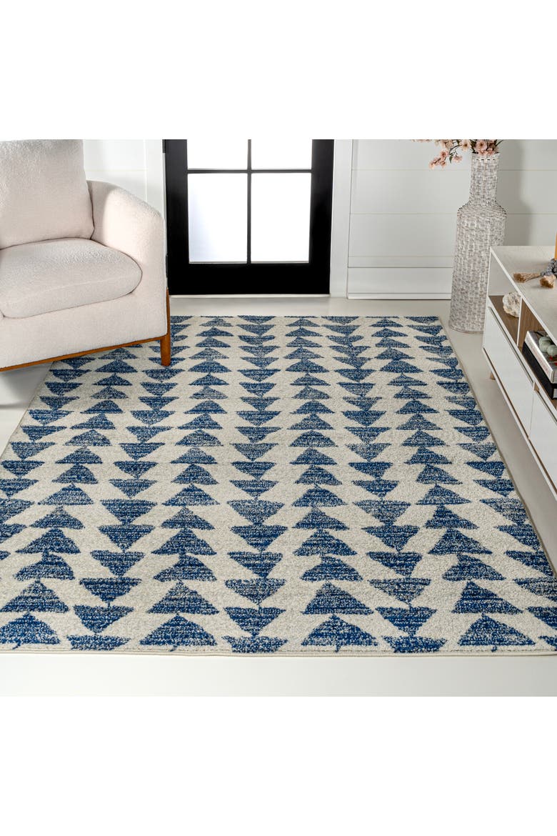 Aisha Moroccan Triangle Geometric Area Rug, Alternate, color, Cream/Navy