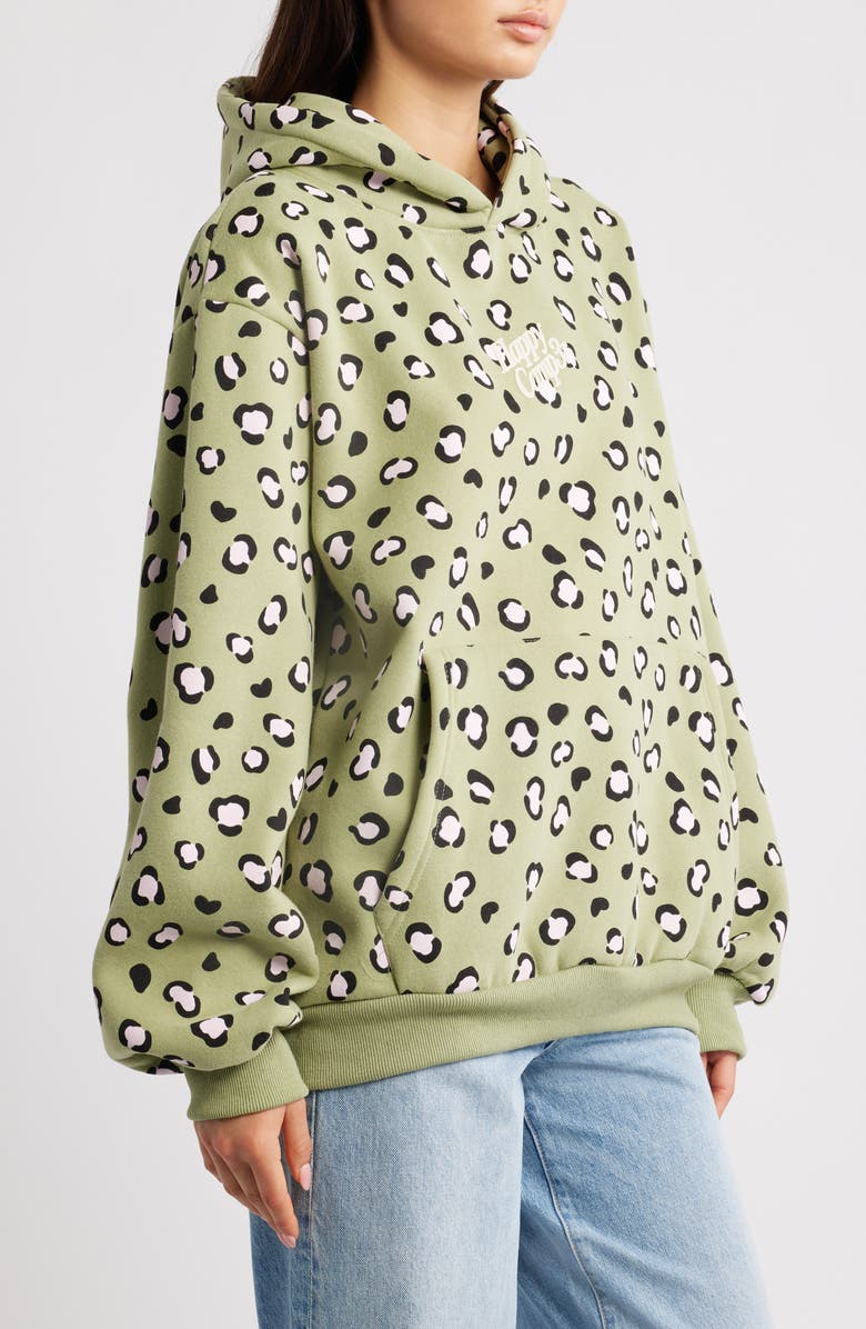 HAPPY CAMP3R Leopard Print Core Hoodie, Alternate, color, Olive