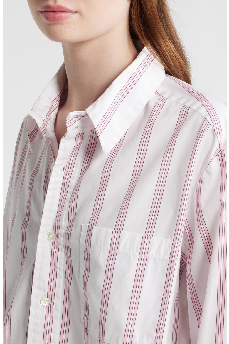 Stripe Asymmetric Cotton Button-Up Shirt, Alternate, color, PELICANO STRIPE