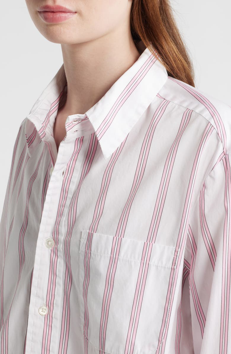 CISSA Stripe Asymmetric Cotton Button-Up Shirt, Alternate, color, Pelicano Stripe