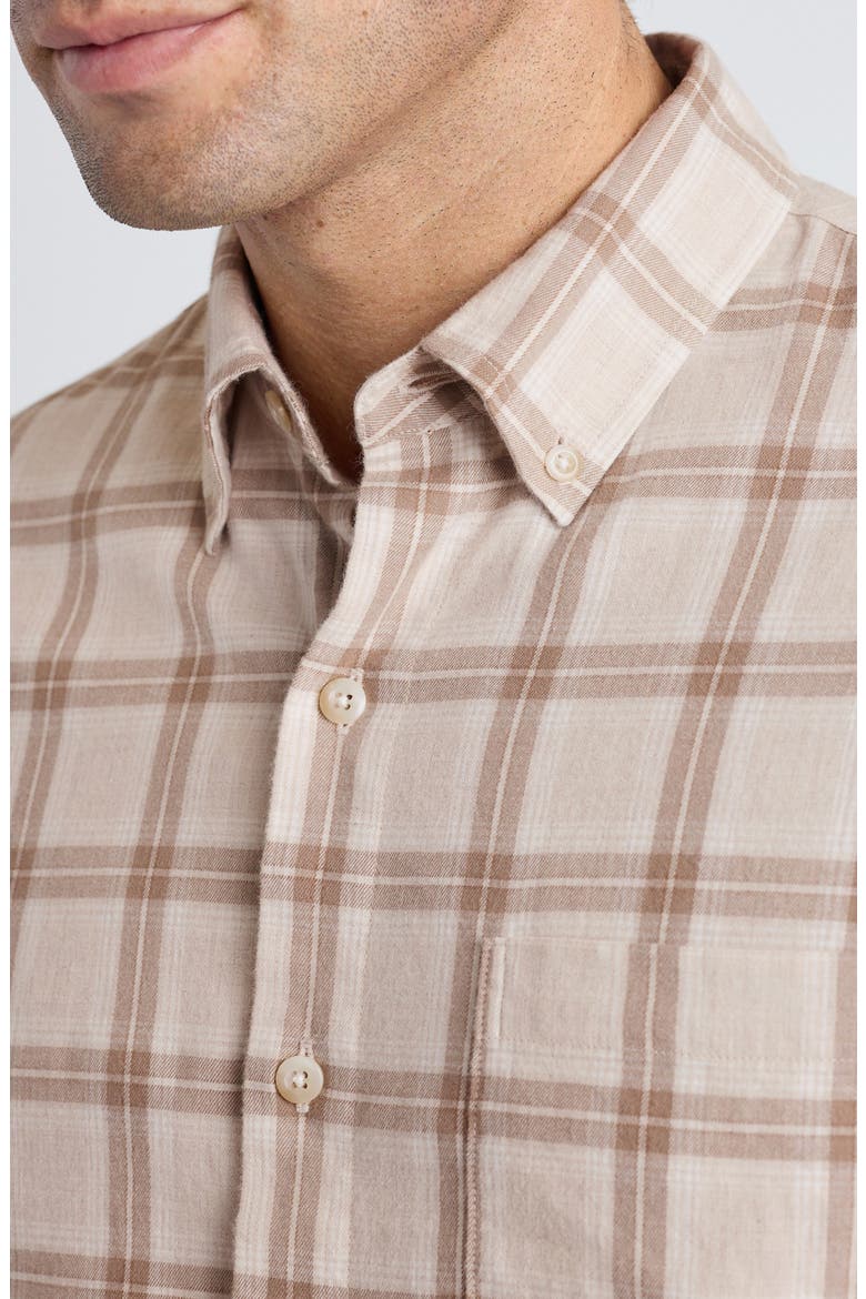 Everyday Lightweight Flannel Button Down Shirt, Alternate, color, MUSHROOM IVORY PLAID