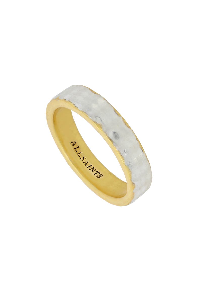 AllSaints Two-Tone Hammered Band Ring, Alternate, color, Warm Silver/ Brass