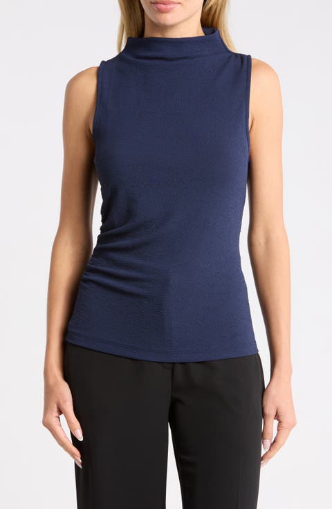 Textured Boat Neck Sleeveless Top