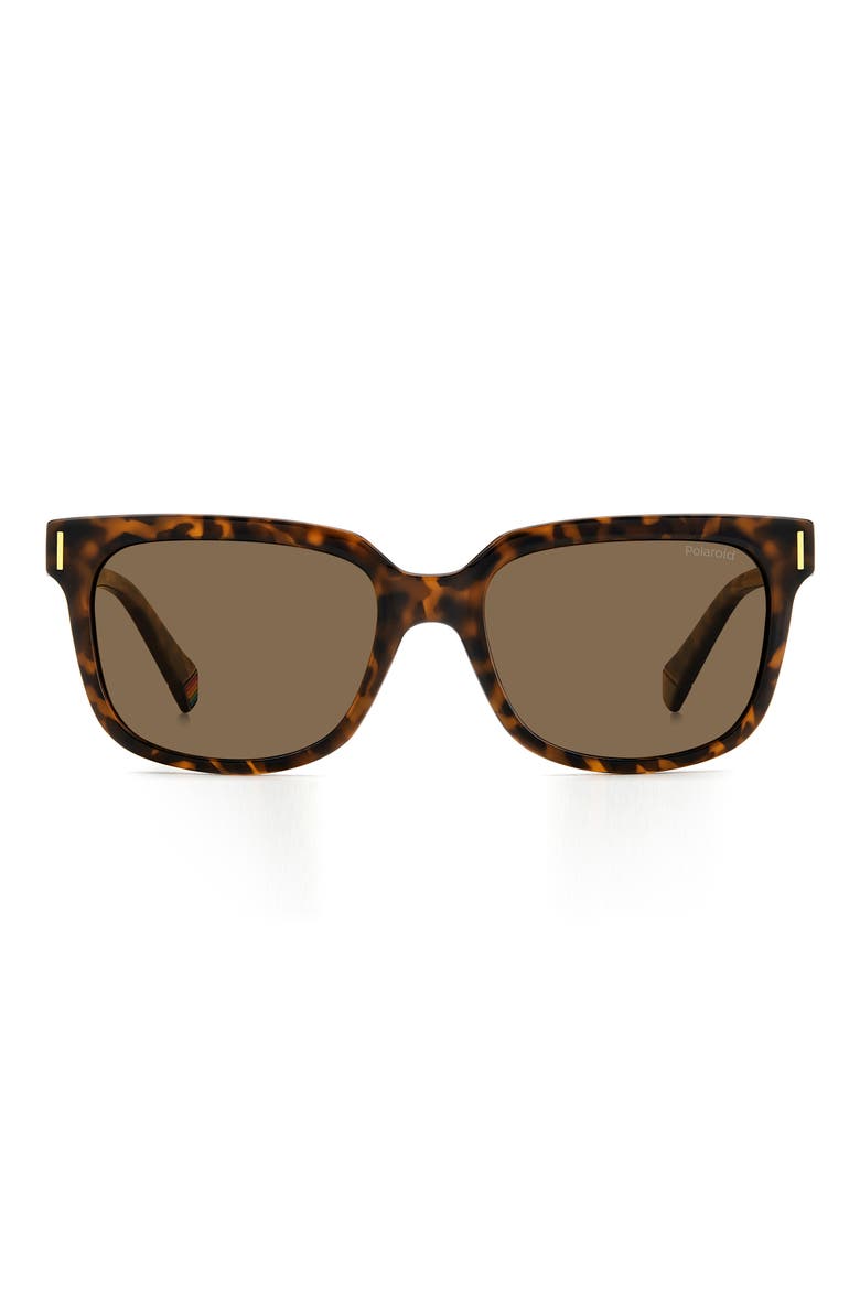 54mm Polarized Rectangular Sunglasses, Alternate, color, HAVANA/ BRONZE POLAR