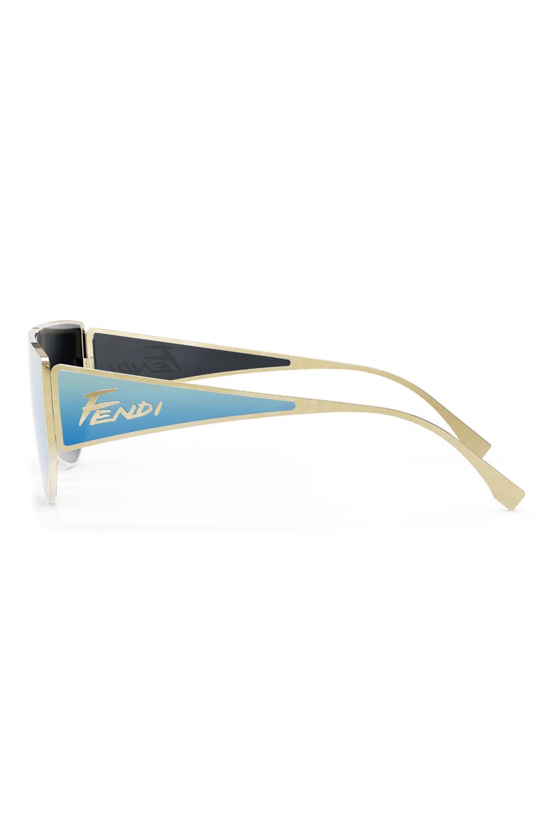 'Fendi Disco 68mm Geometric Sunglasses, Alternate, color, GOLD / BLUE MIRROR