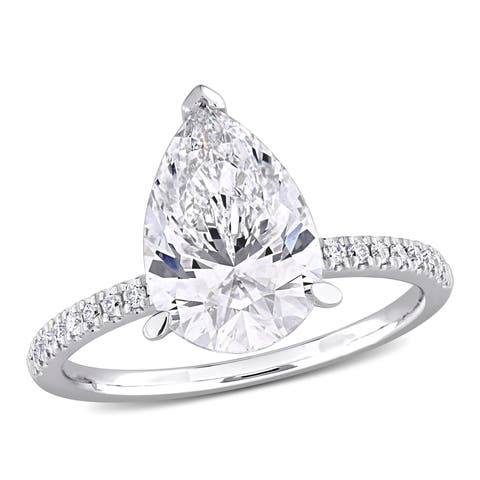 3-1/6 CTW Lab-Grown Diamond Pear Solitaire Ring 14k