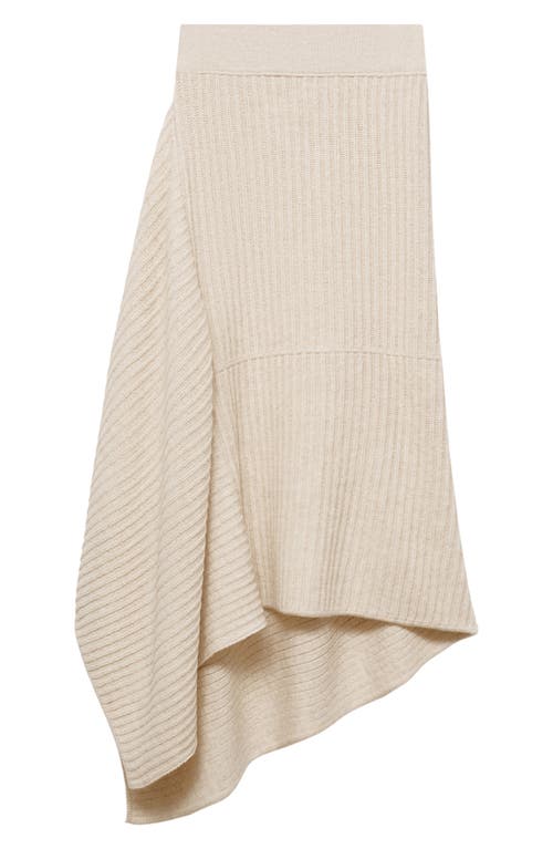 Mango Granado Asymmetric Rib Sweater Skirt In Ecru