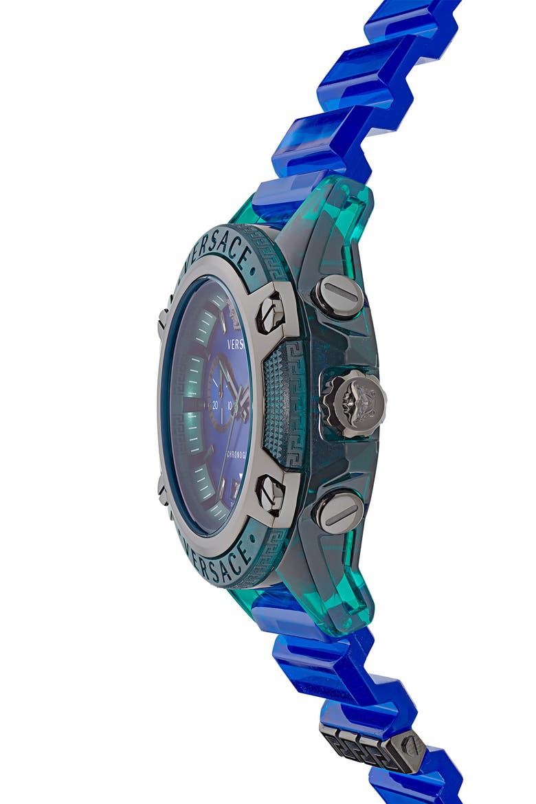 Icon Active Chronograph Silicone Strap Watch, 44mm, Alternate, color, GREEN