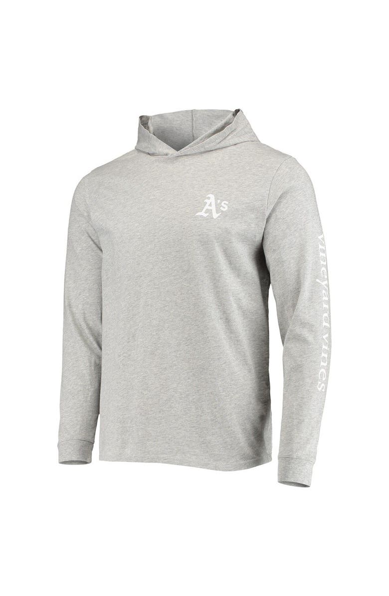 vineyard vines Men's Vineyard Vines Heathered Gray Oakland Athletics Logo Hoodie Long Sleeve T-Shirt, Alternate, color, Heather Gray