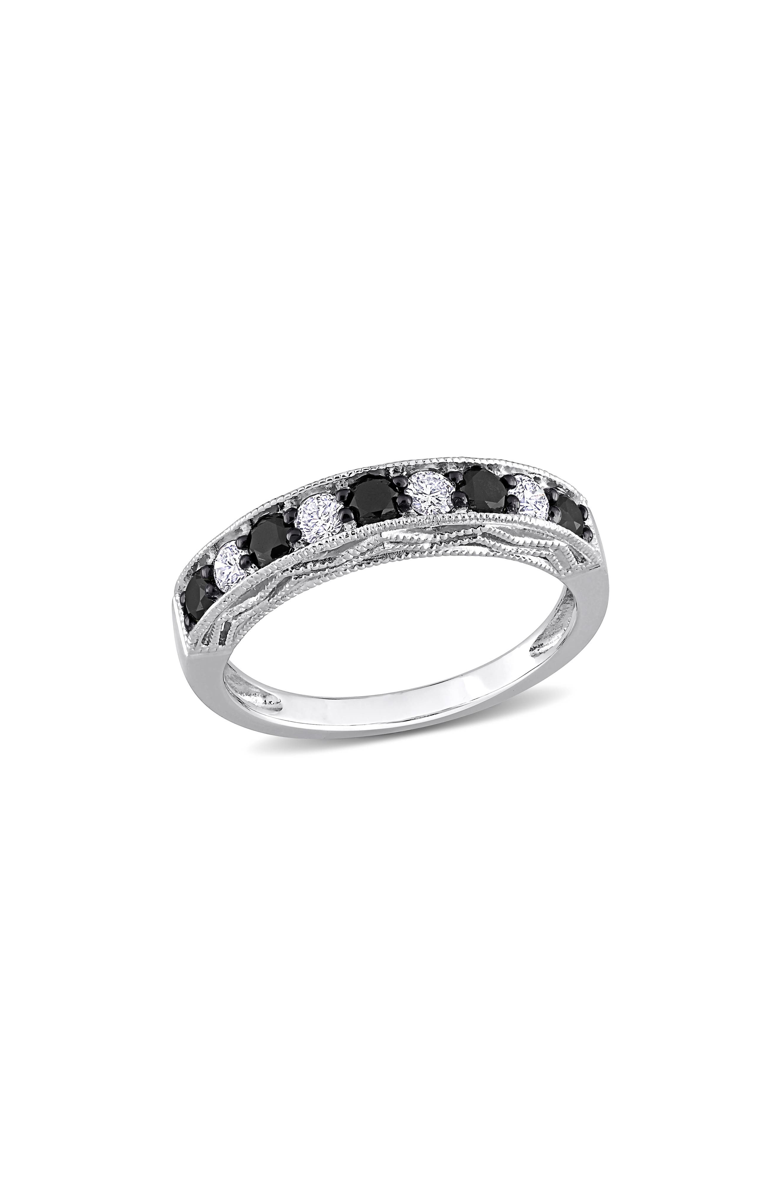 DELMAR Black & White Diamond Band Ring - 0.63ctw