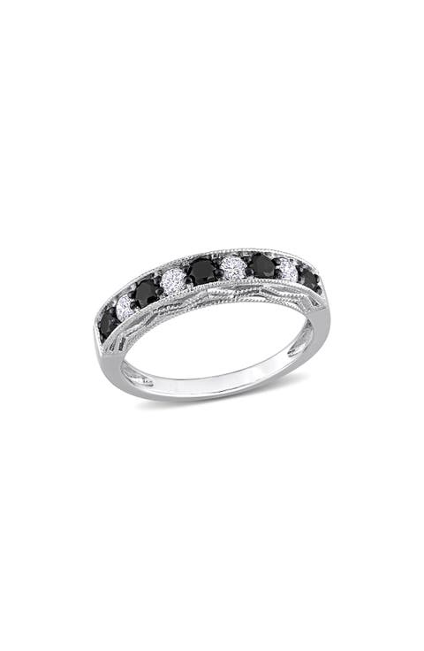 Black & White Diamond Band Ring - 0.63ctw