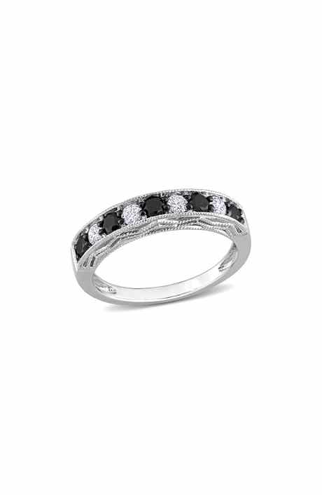 DELMAR Black & White Diamond Band Ring - 0.63ctw