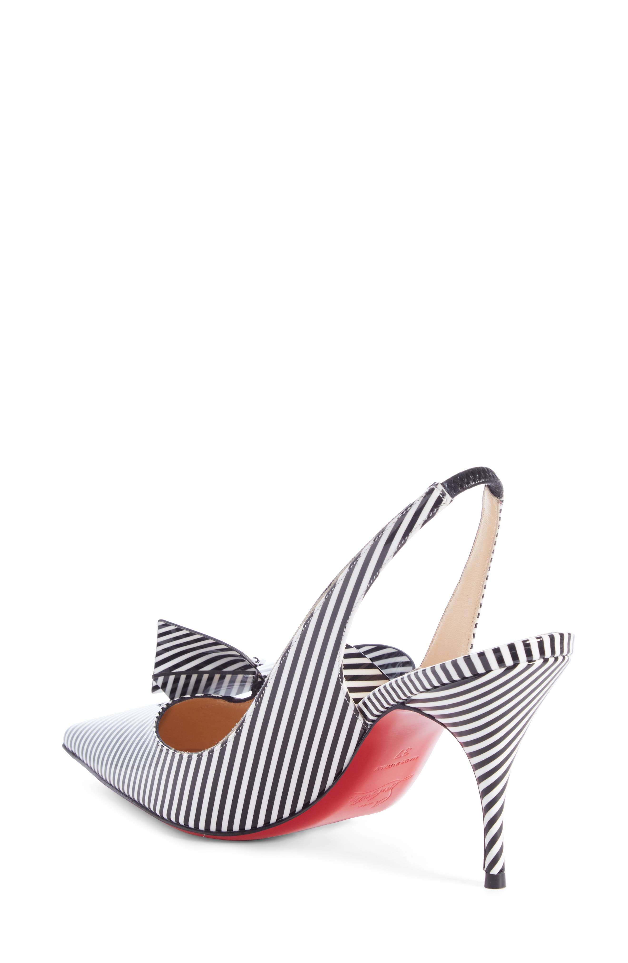 Clare Bow Pointed Toe Slingback Pump, Alternate, color, STRIPE PATENT