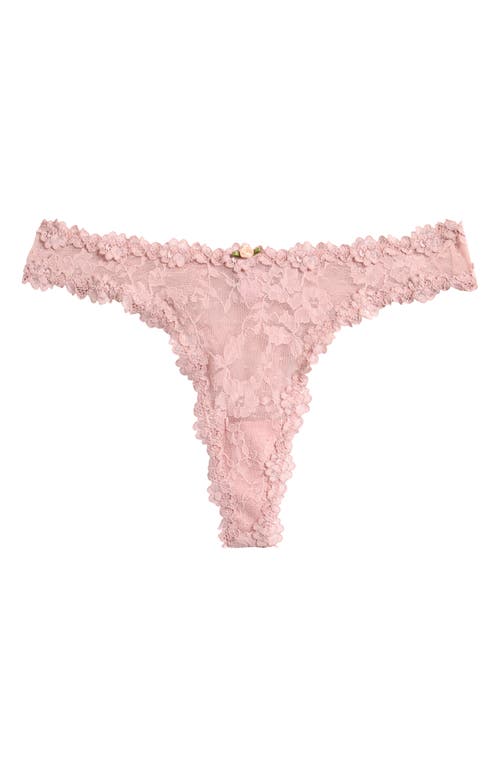 Skims Stretch Lace Dipped Waist Thong In Neutral