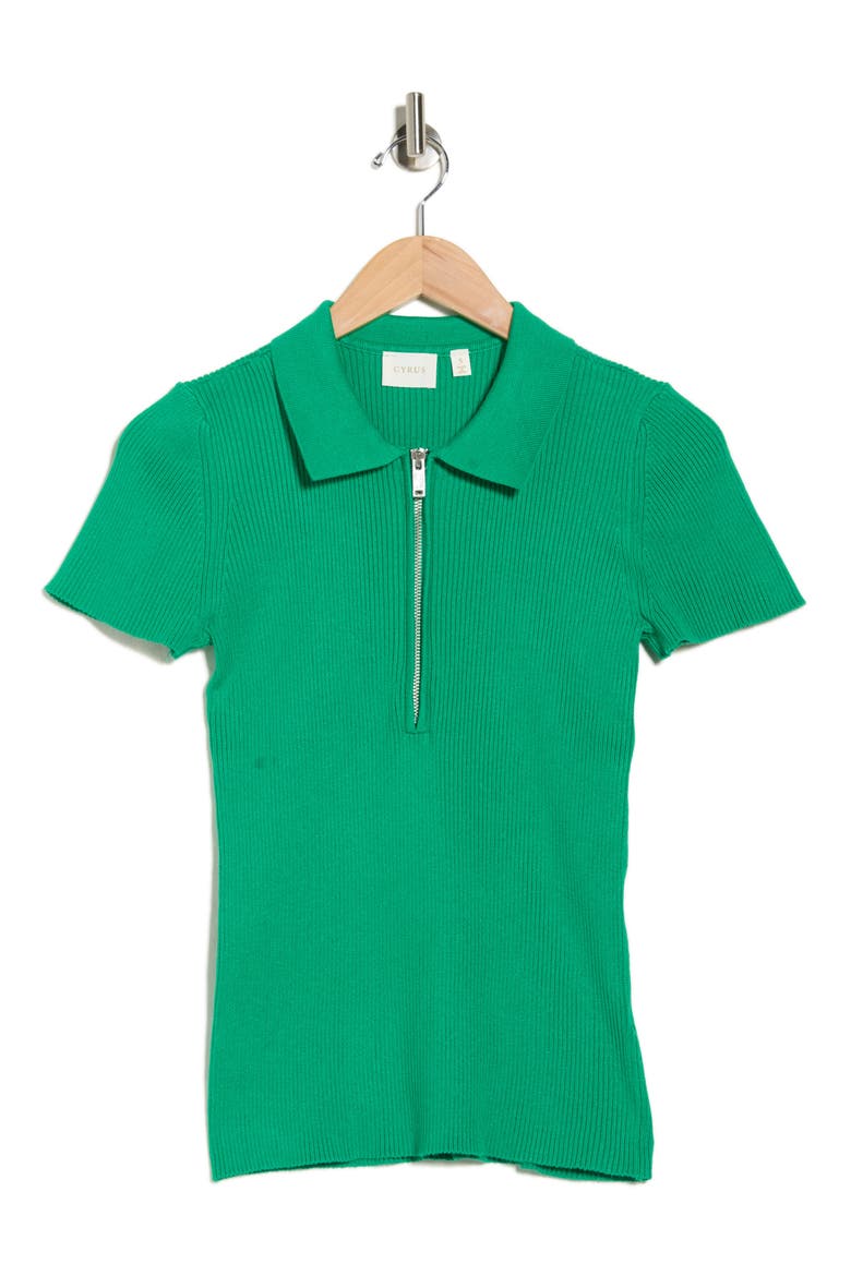 Quarter Zip Polo, Alternate, color, GREEN JELLY BEAN