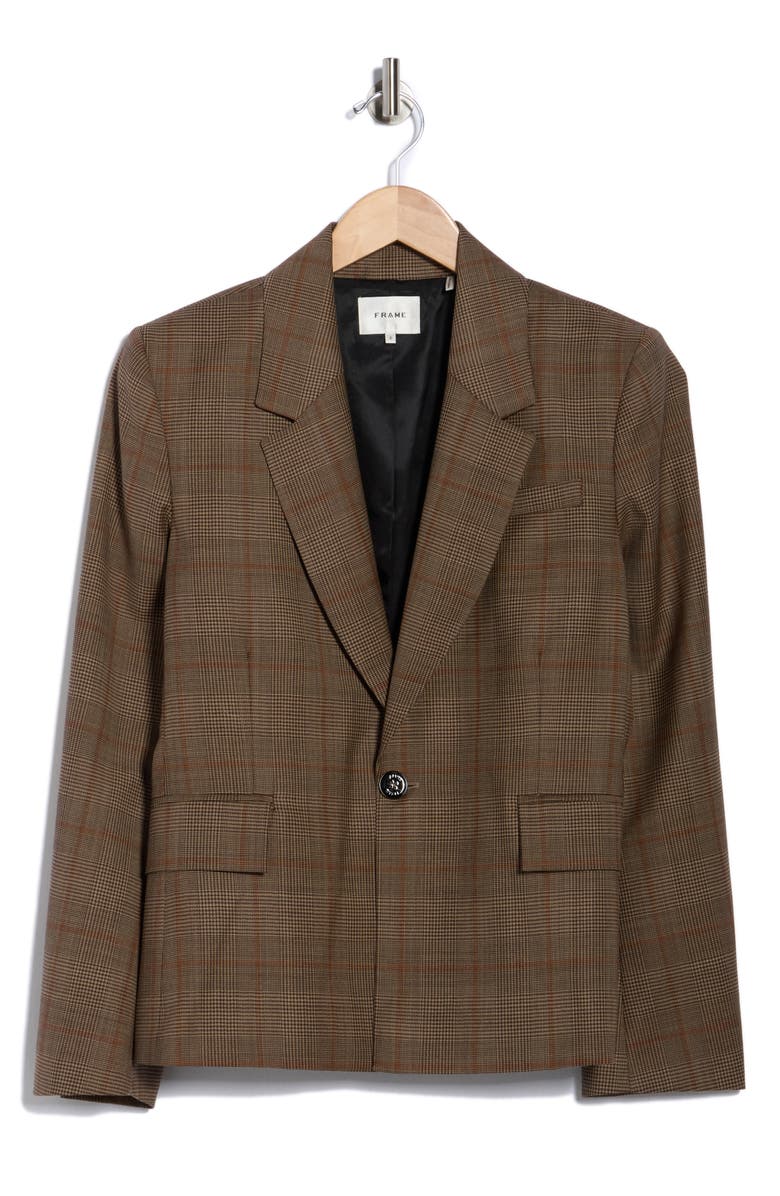 FRAME Single Button Virgin Wool Blazer, Alternate, color, Brown Check