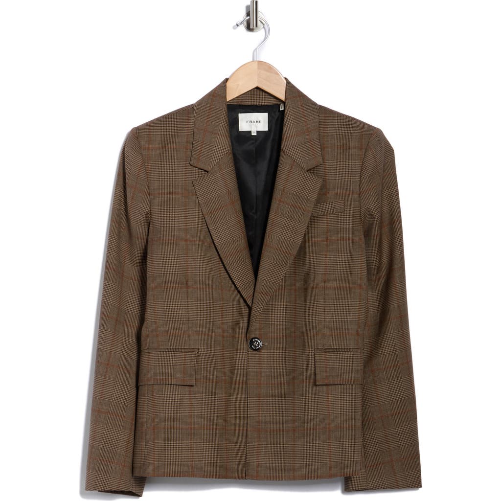 Frame Single Button Virgin Wool Blazer In Brown