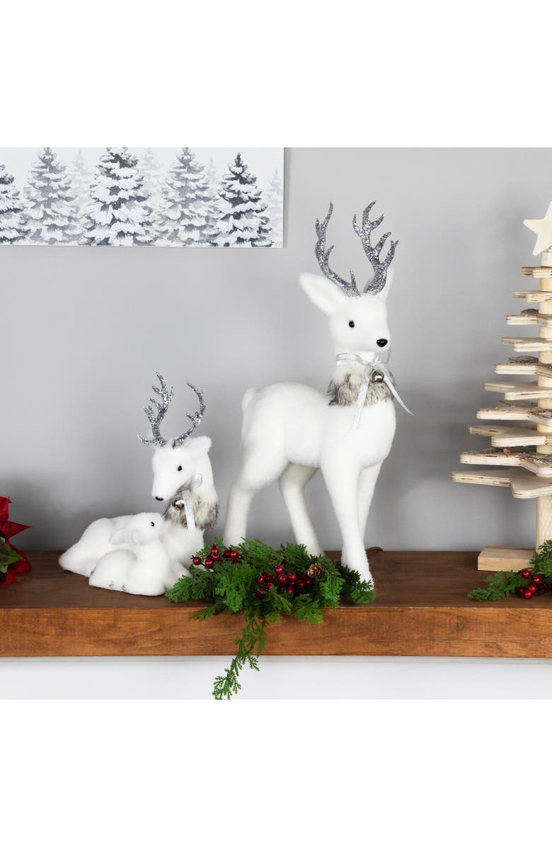Northlight Laying Reindeer Mom and Calf Christmas Figurine - 11.5", Alternate, color, White