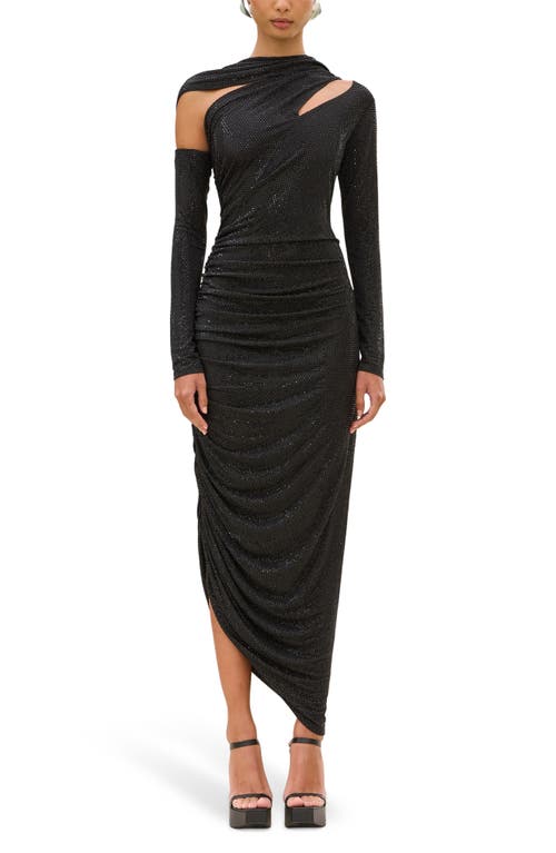 CULT GAIA CULT GAIA KUMASI SEQUIN LONG SLEEVE CUTOUT ASYMMETRIC GOWN 