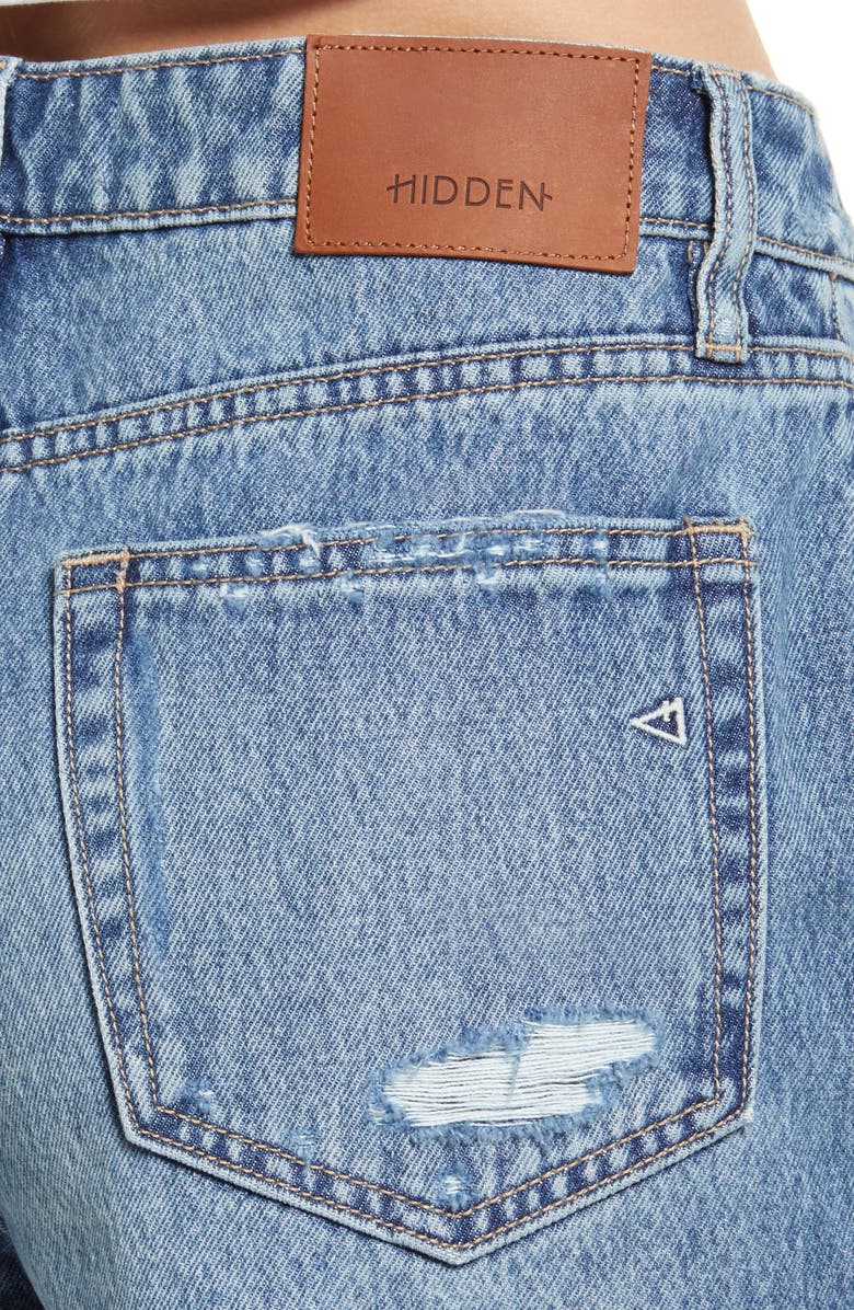 HIDDEN JEANS High Waist Distressed Cutoff Denim Shorts, Alternate, color, 