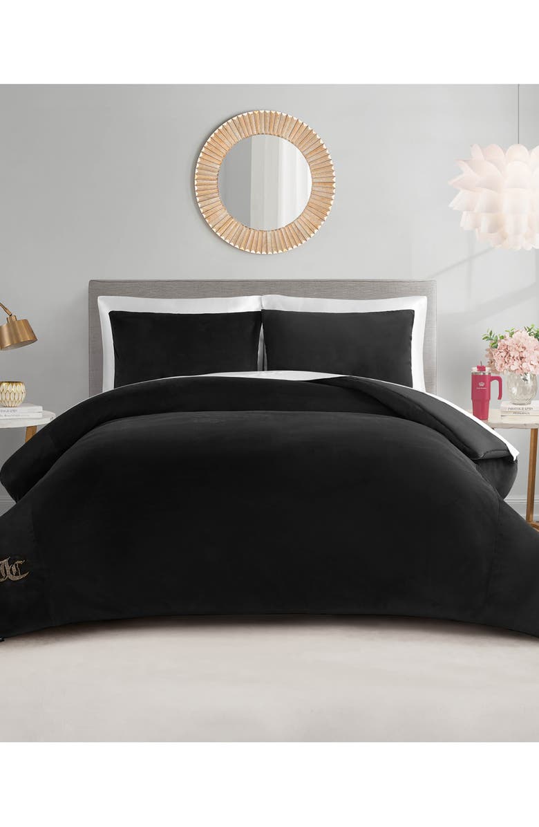Juicy Couture Black Velour Comforter Set, Alternate, color, 