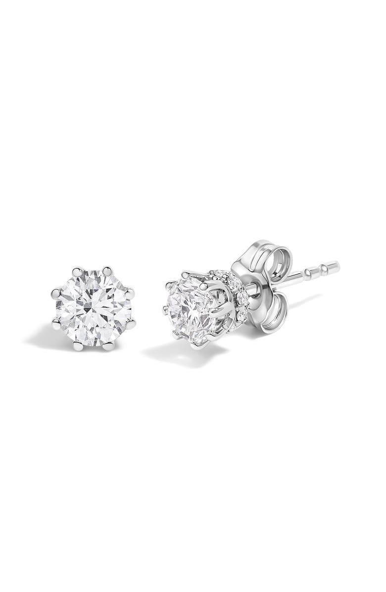 Haus of Brilliance 14K White Gold 1.0 Ct Lab-Grown Diamond 8 Prong Hidden Halo Stud Earrings, Alternate, color, White