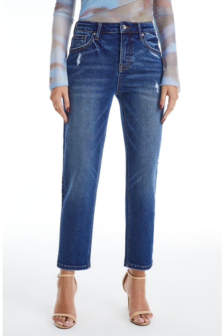 High Waist Tapered Mom Jeans, Main, color, BLUEBELL