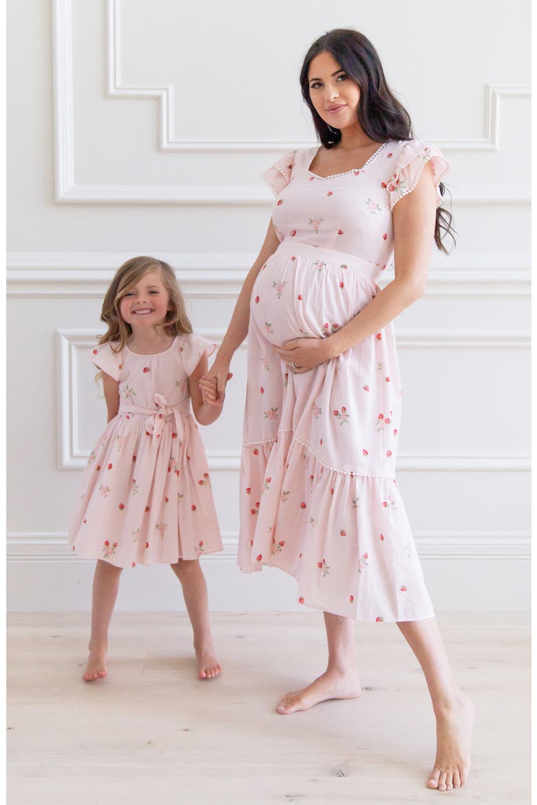 Print Ruffle Dress, Alternate, color, PINK ROSEWATER STRAWBERRY