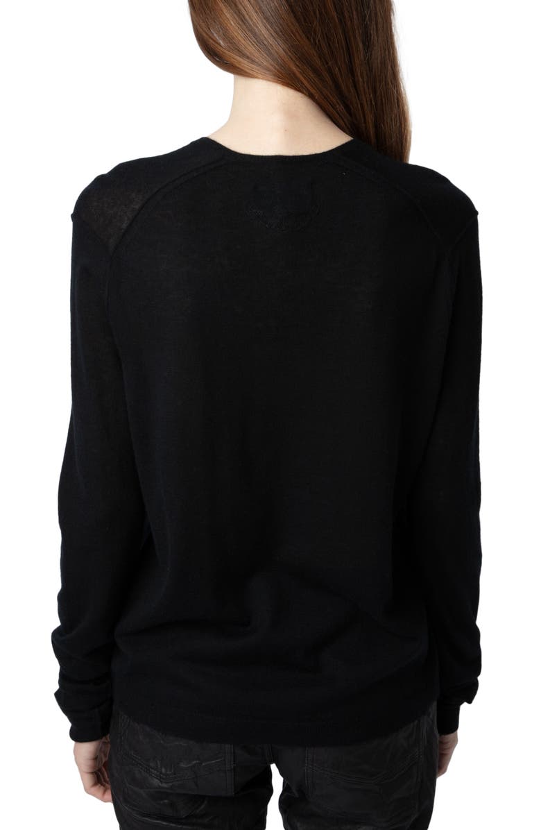 Zadig & Voltaire Rivy Cashmere V-Neck Sweater, Alternate, color, 