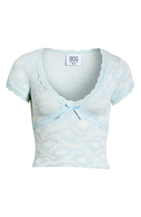 Bella Lace Trim Crop T-Shirt