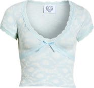 BDG Urban Outfitters Bella Lace Trim Crop T-Shirt