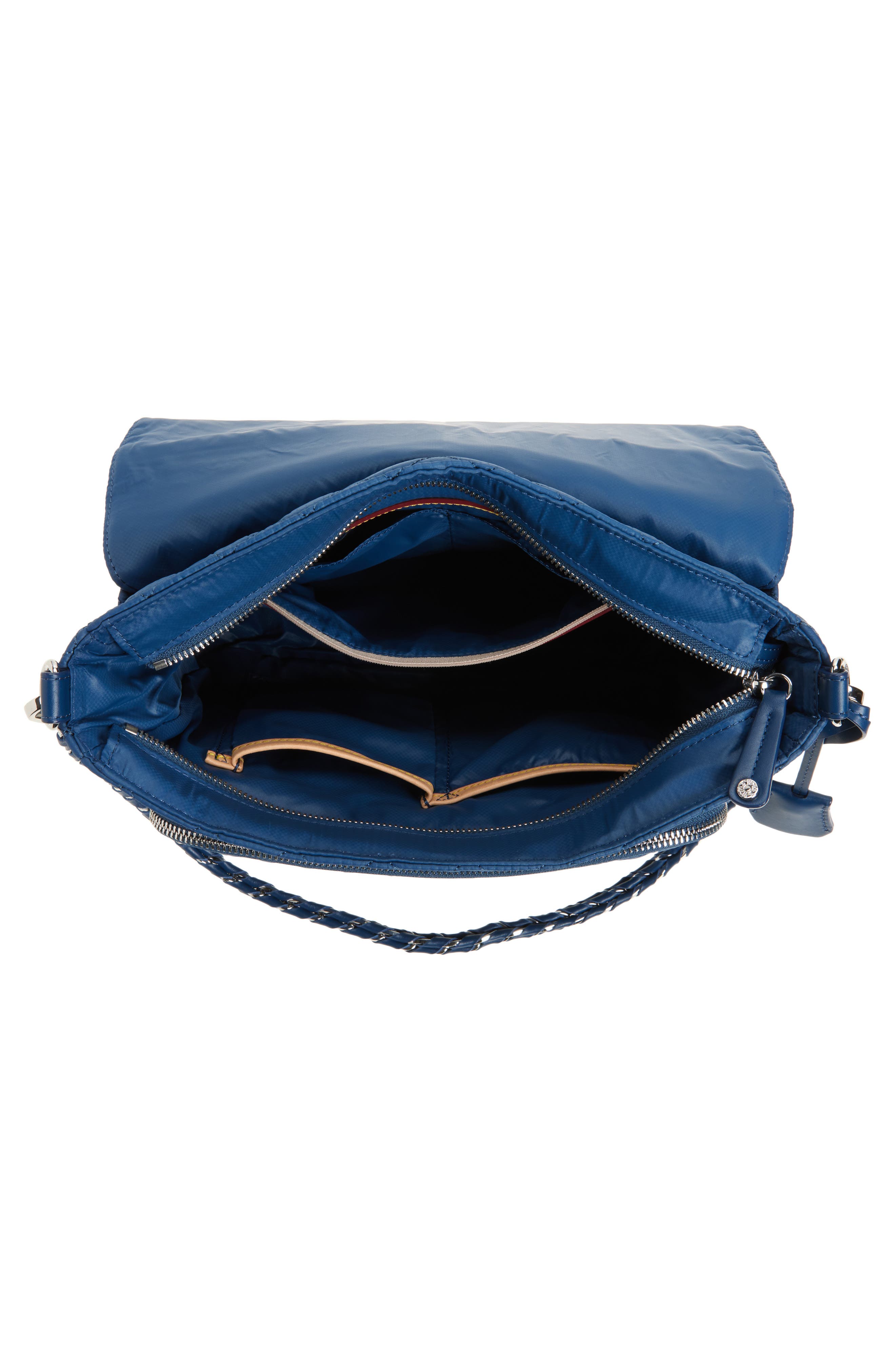 MZ Wallace Large Crosby Lock Quilted Nylon Crossbody Bag, Alternate, color, French Blue