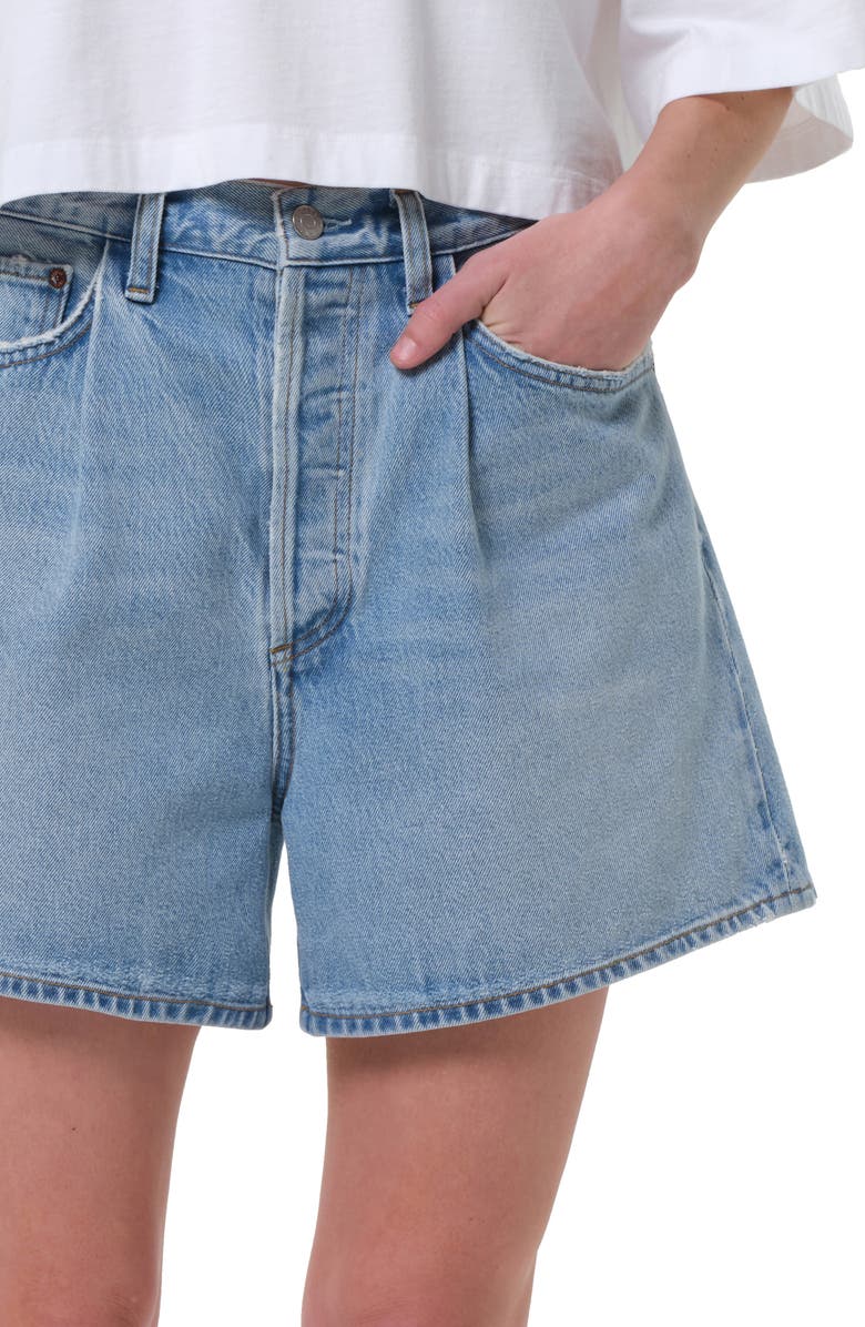 AGOLDE Rhoda Pleated High Waist A-Line Denim Shorts, Alternate, color,
