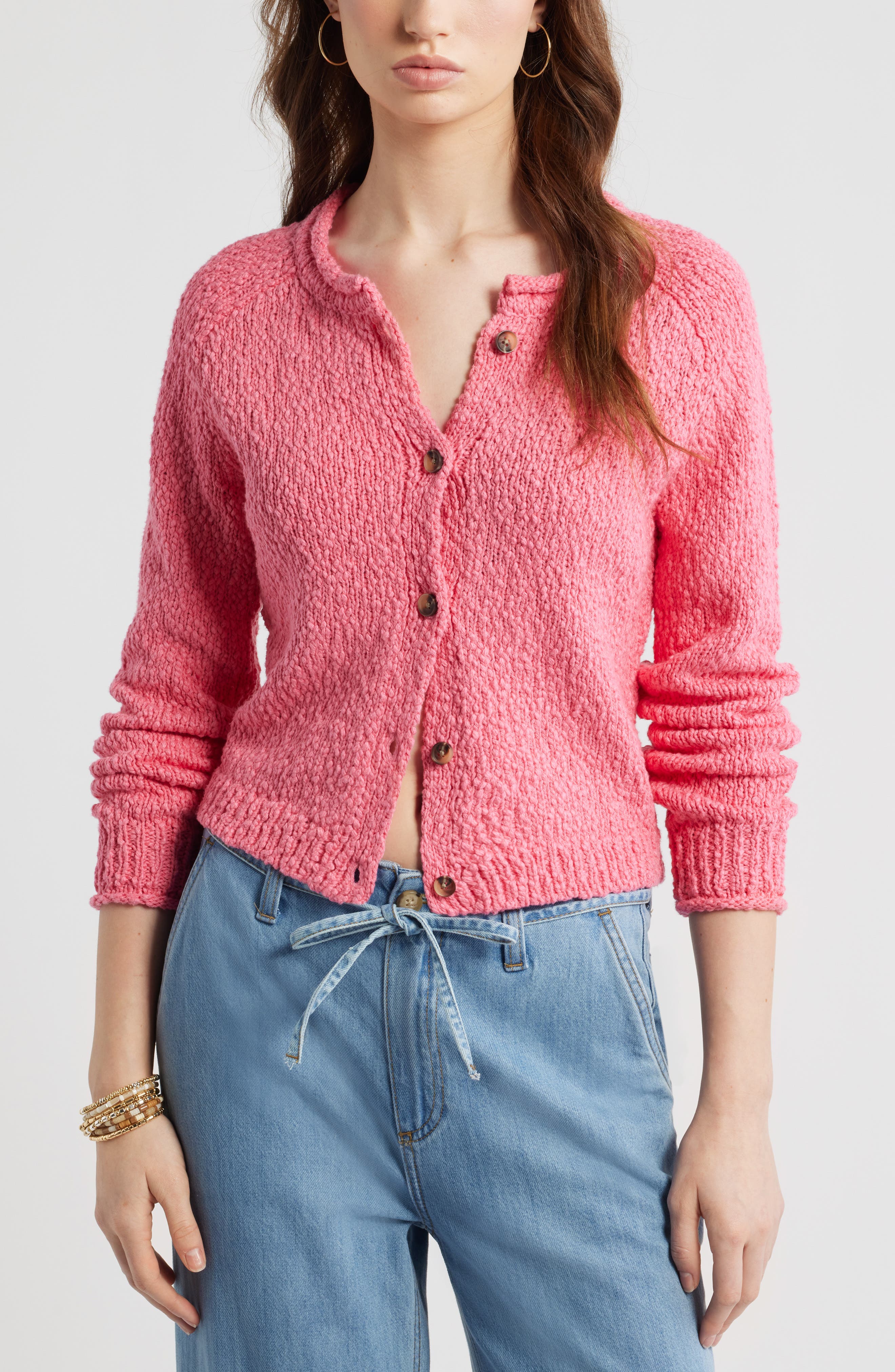 Fitted Textured Cotton Cardigan - image 5