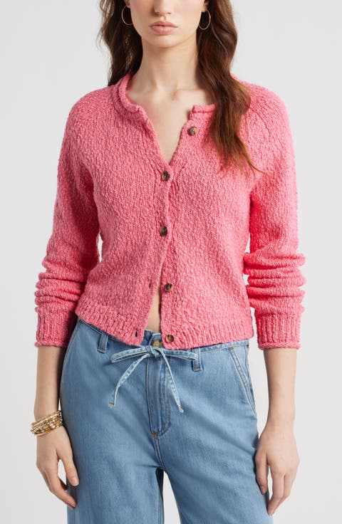 Fitted Textured Cotton Cardigan