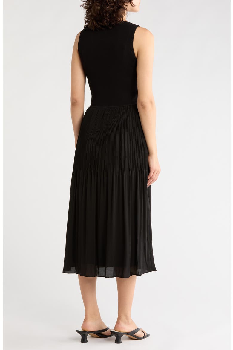 Mixed Media Midi Dress, Alternate, color, BLACK