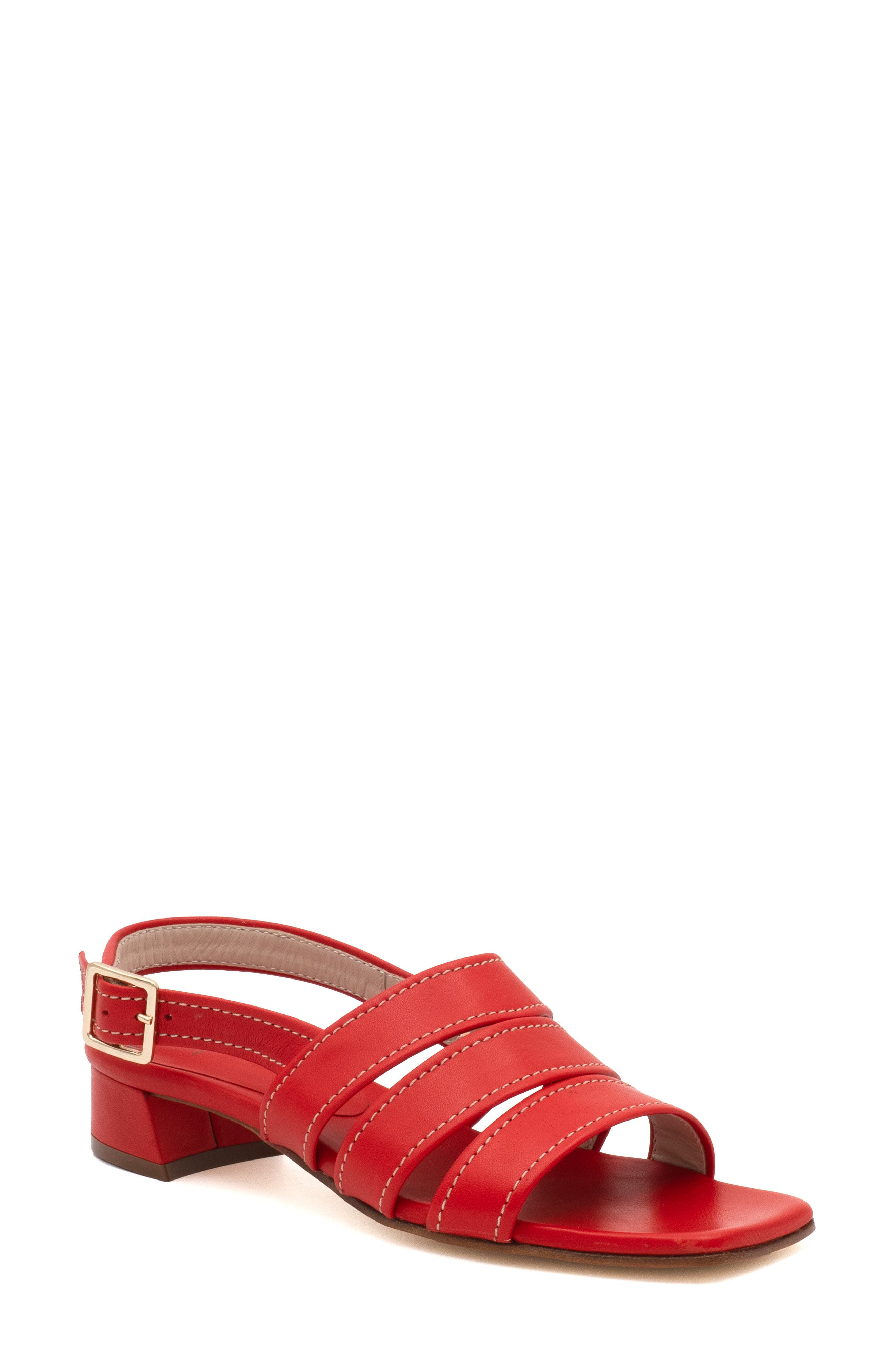 Slingback Sandal, Main, color, RED LOBO W/ PLATINUM BUCKLE