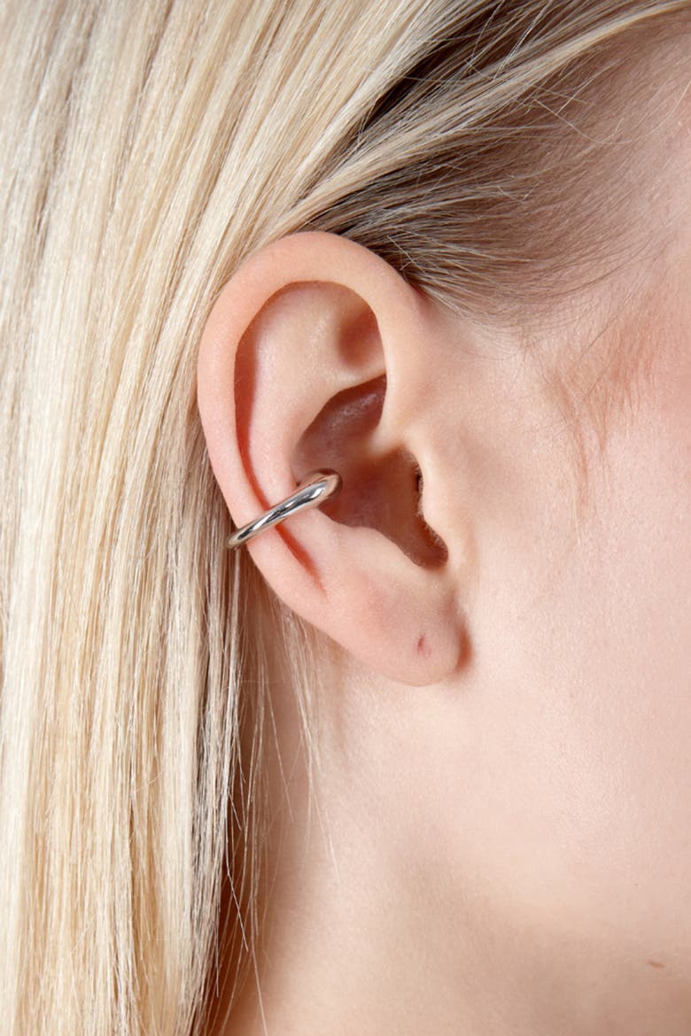 Chunky Drop Ear Cuff, Alternate, color, Sterling Silver