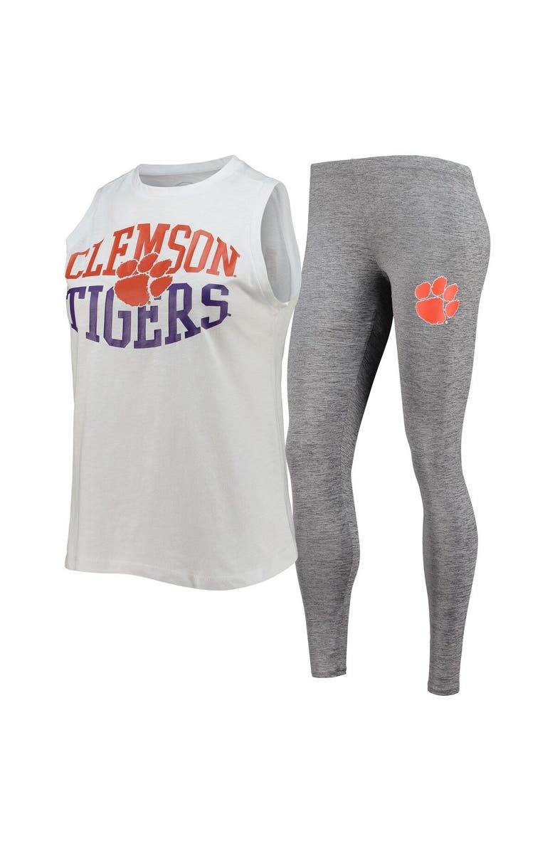 CONCEPTS SPORT Women's Concepts Sport Charcoal/White Clemson Tigers Tank Top & Leggings Sleep Set, Main, color, 