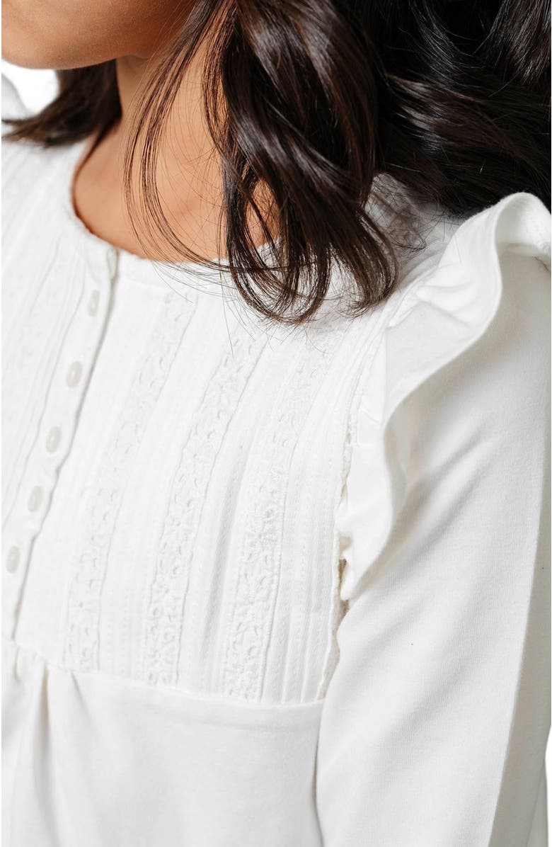 Hope & Henry Girls' Organic Pintuck Flutter Knit Top, Kids, Alternate, color,