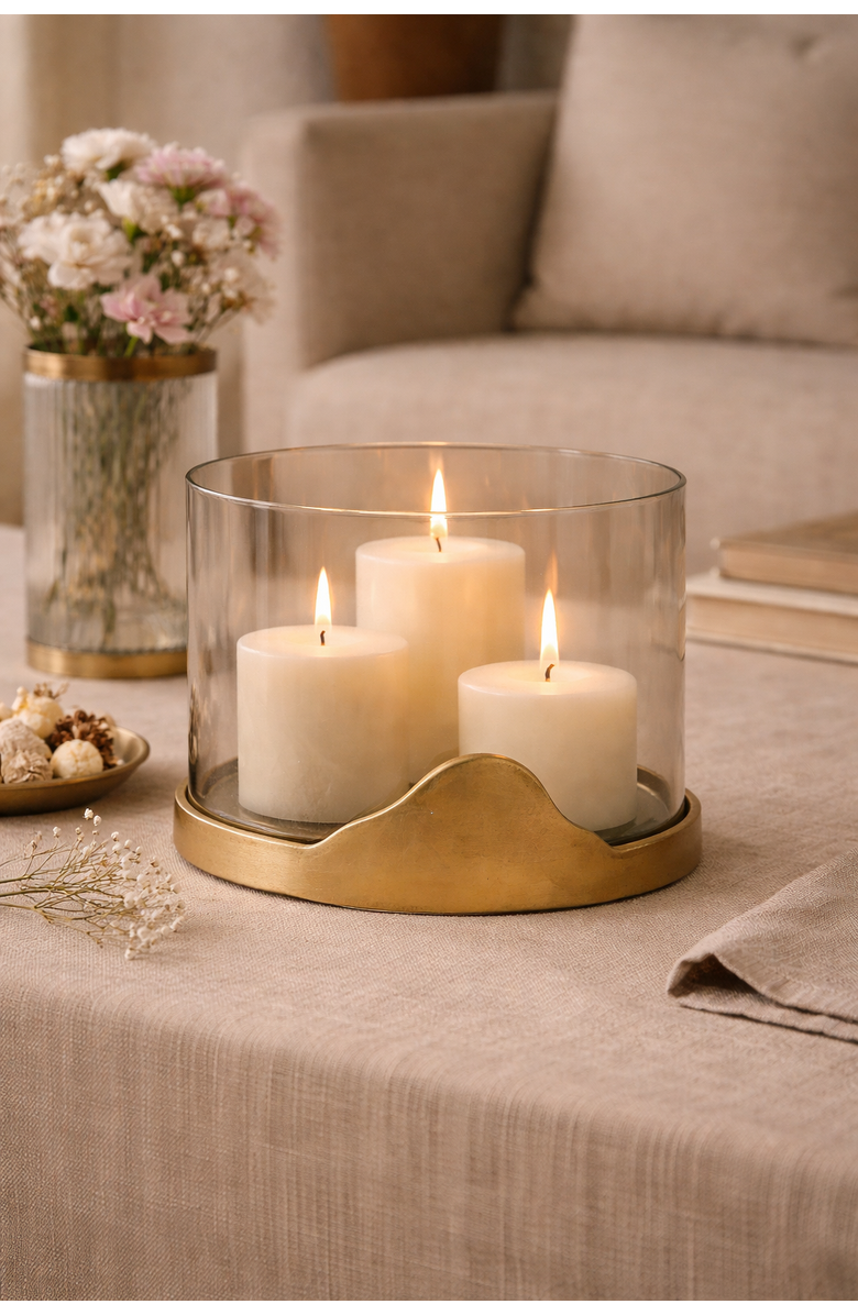 Raiz Studio Cove Candle Holder, Alternate, color, Antique Brass