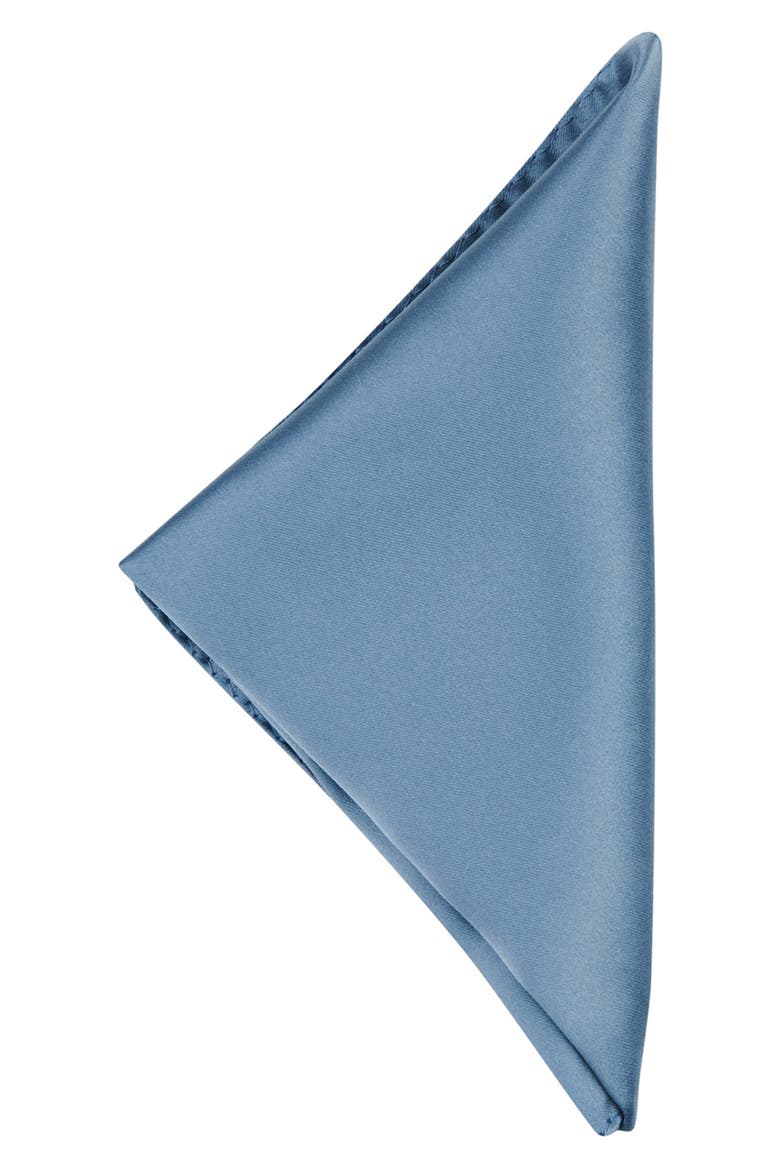 Men's Solid Satin Pocket Square, Alternate, color, DUSTY BLUE