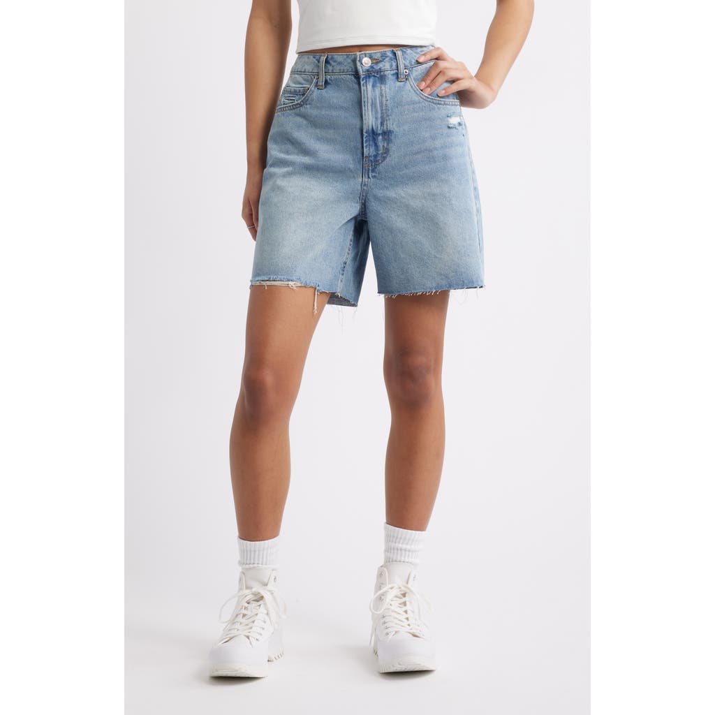 Bp. Raw Hem High Waist Denim Bermuda Shorts