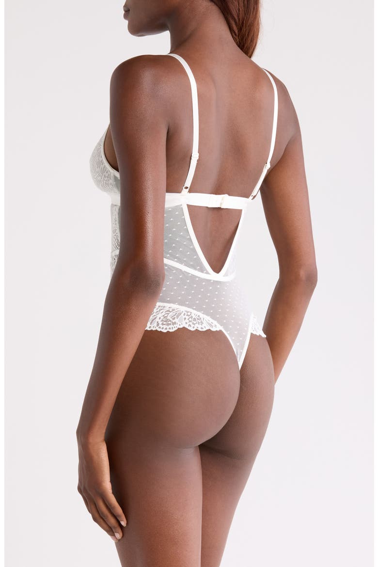 Posie Mesh & Lace Bodysuit, Alternate, color, SNOW WHITE