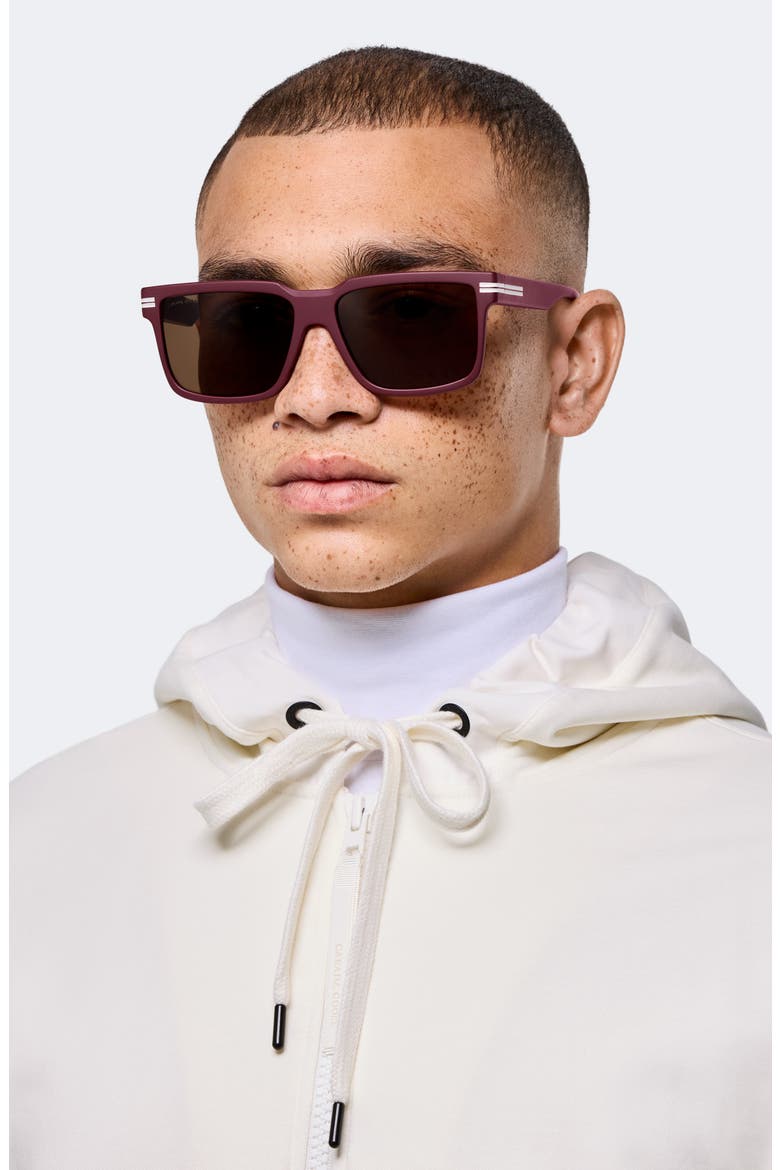 59mm Modified Rectangular Sunglasses, Alternate, color, MATTE BURGUNDY
