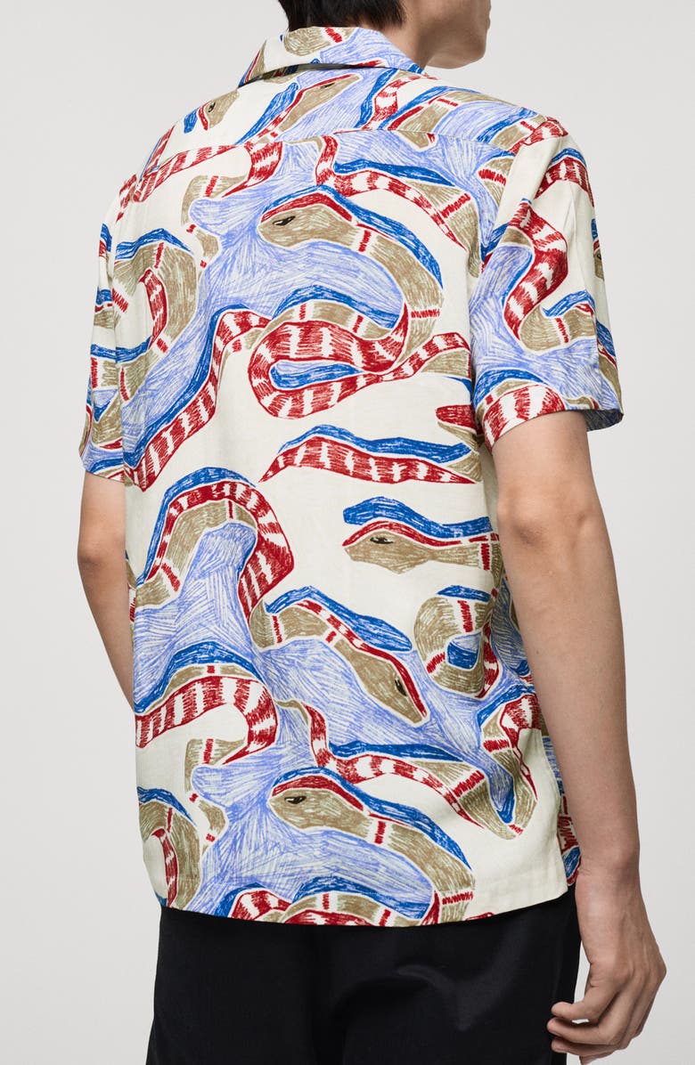 MANGO Regular Fit Print Camp Shirt, Alternate, color, Red