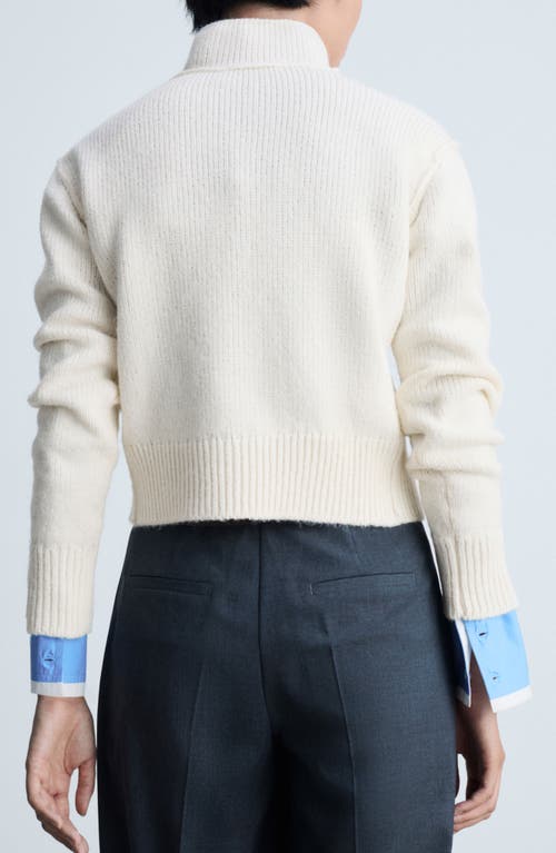 Shop Mango Perkins Seam Detail Mock Neck Sweater In Ecru