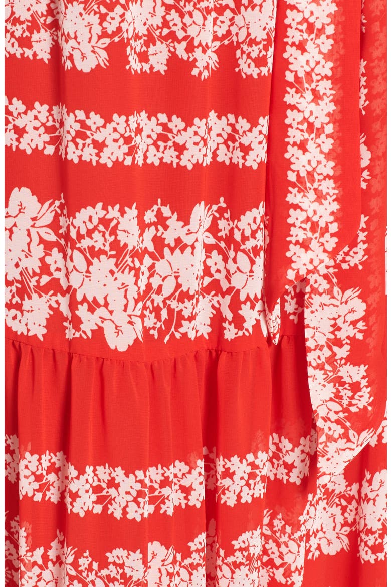 Off the Shoulder Maxi Dress, Alternate, color, RED/ IVORY